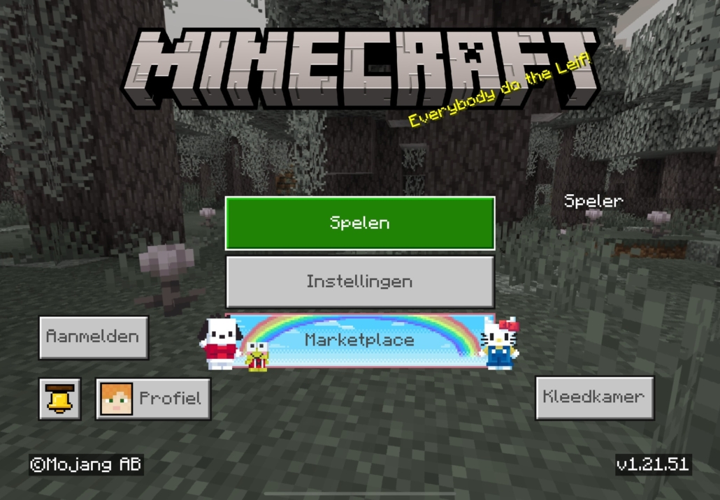 Minecraft startscherm