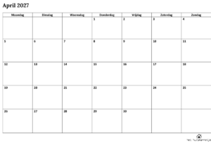 maandkalender april 2027