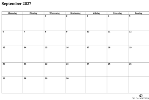 maandkalender september 2027