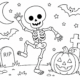 skelet kleurplaat halloween