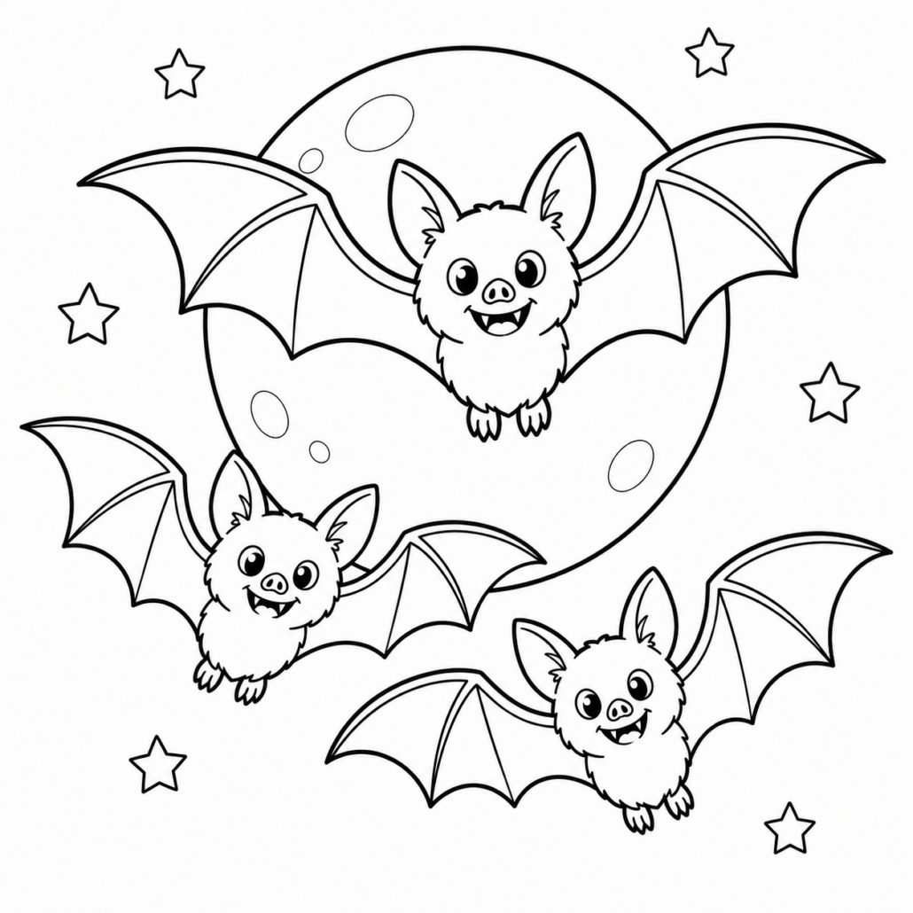 Vleermuizen kleurplaat Halloween