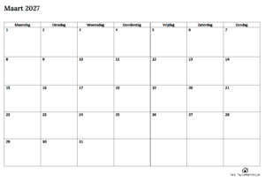 maandkalender maart 2027